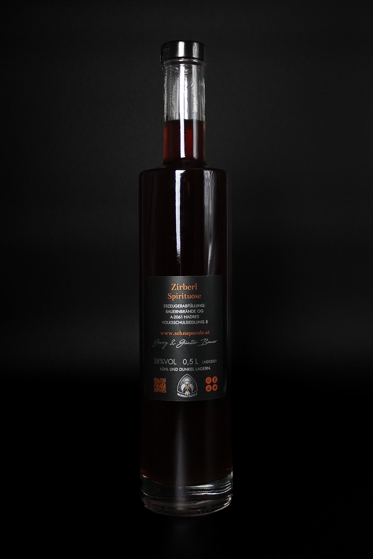Zirbe Edelbrand Schnapseule Spirituose Schnaps